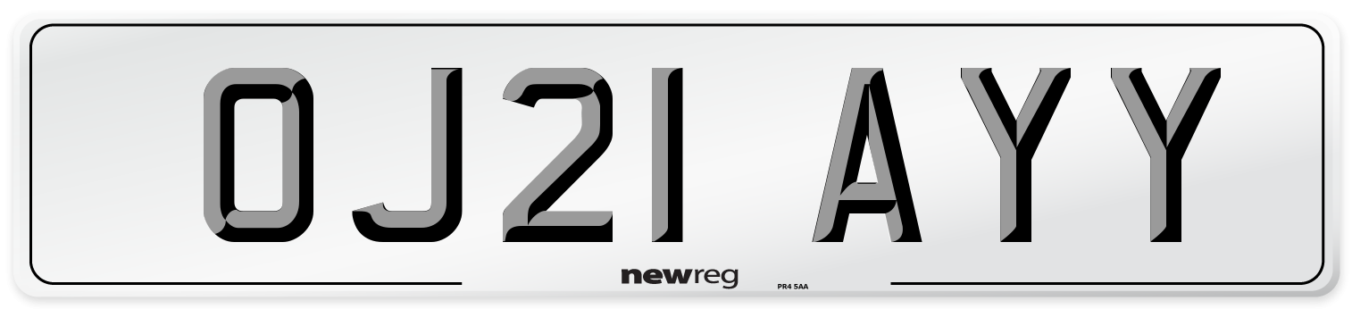 OJ21 AYY Number Plate from New Reg